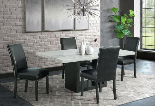 Damon  White Leather PU Dining